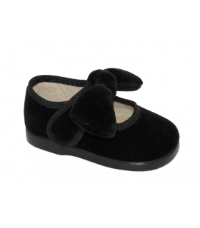 Zapatilla merceditas terciopelo negro con lazo