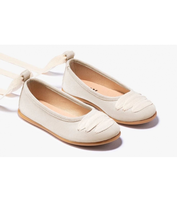 Bailarina ante beige con lazo Conguitos