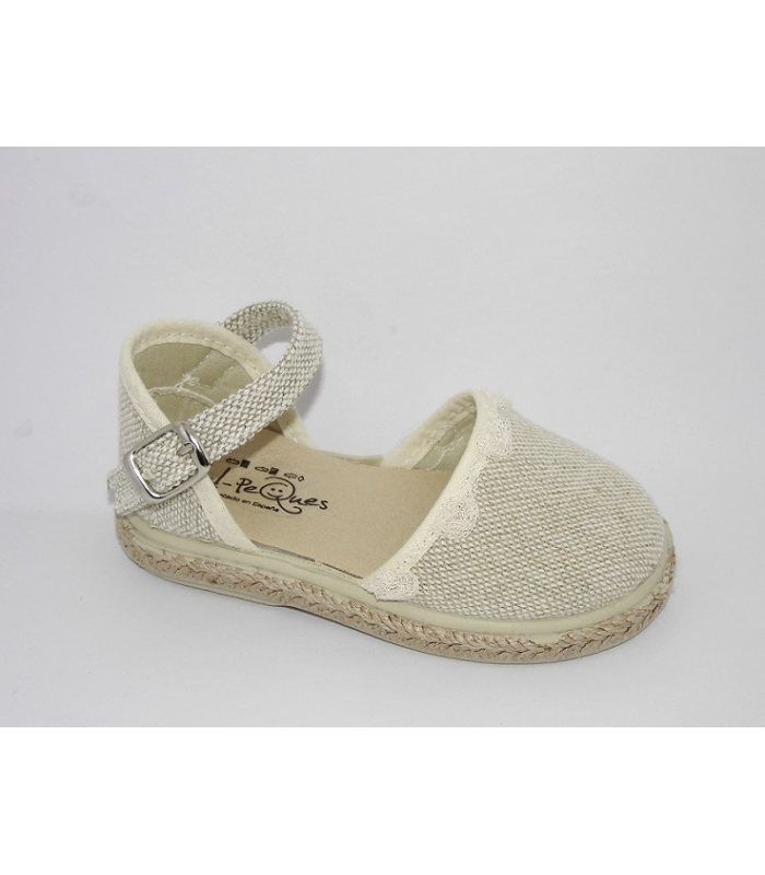 Esparteña lino beige con adorno tul