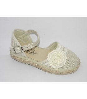 Esparteña lino hielo con adorno flor