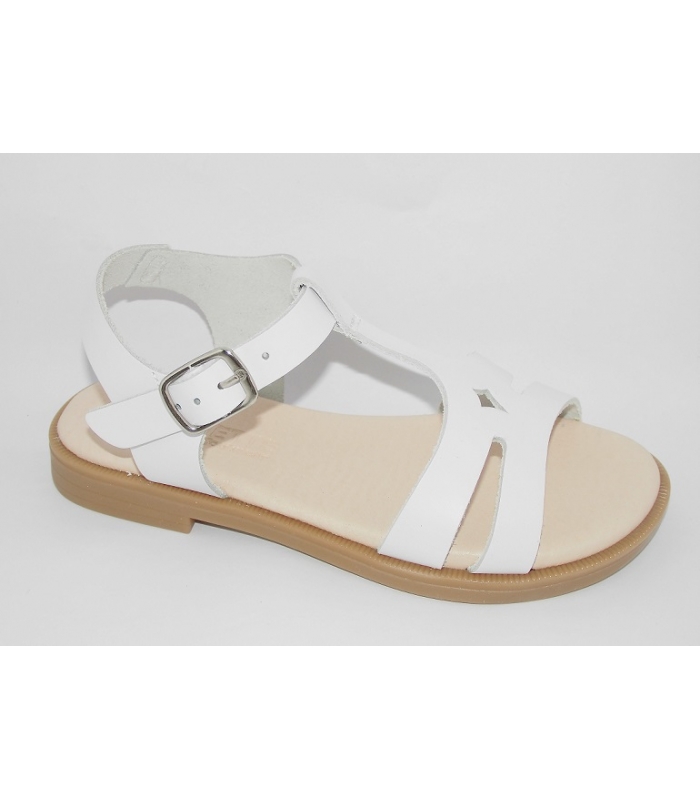 Sandalia piel blanco con tira Coquette