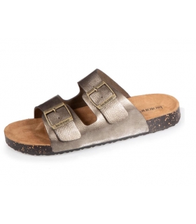 Chanclas dos hebillas metalizado plomo Isotoner