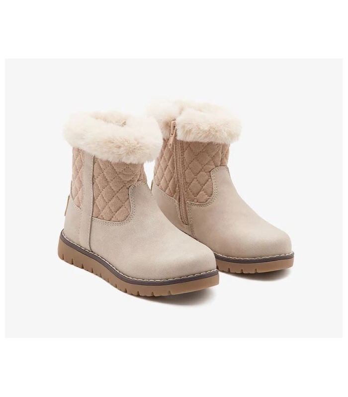 Bota brillo beige combinada con pelo Conguitos