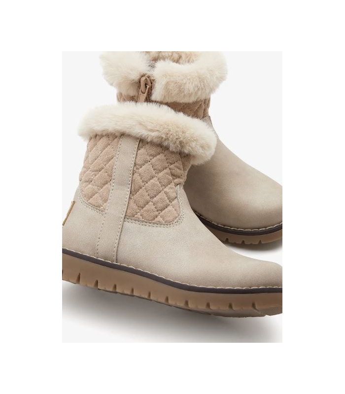 Bota brillo beige combinada con pelo Conguitos
