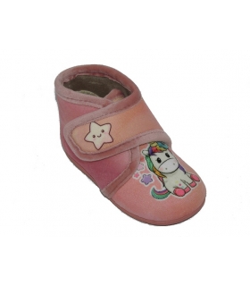 Zapatillas de casa rosa con unicornio