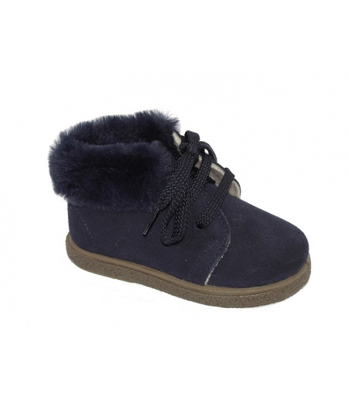 Bota serraje azul marino con pelo