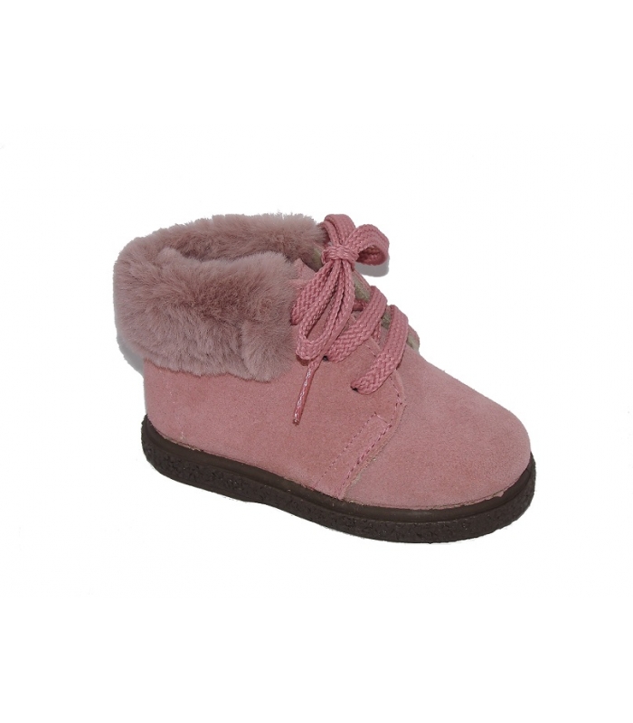 Bota serraje rosa con pelo