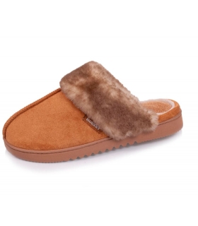 Zapatillas de casa camel con pelo Isotoner