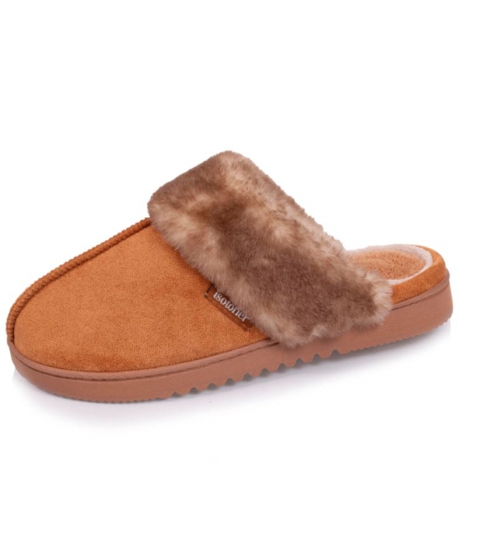Zapatillas de casa camel con pelo Isotoner