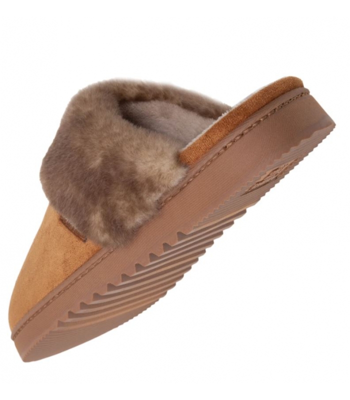Zapatillas de casa camel con pelo Isotoner