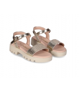Sandalias trenzado oro Chika10