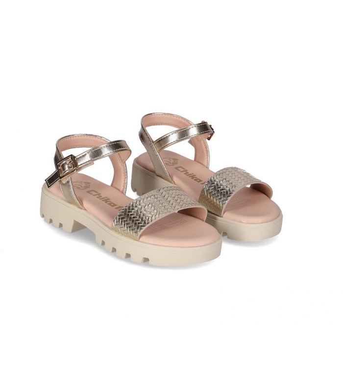 Sandalias trenzado oro Chika10