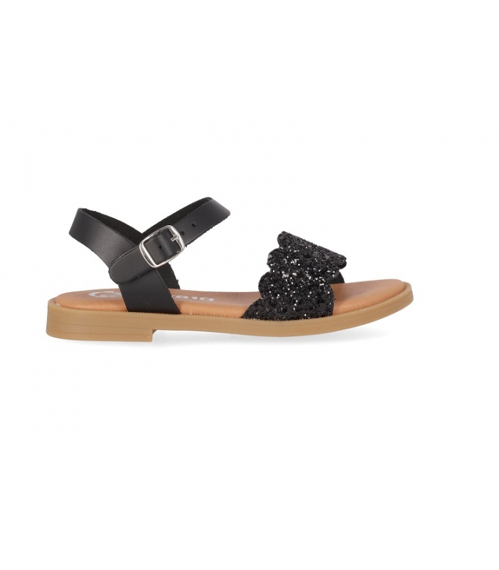 Sandalias glitter-troquelado negro Chika10
