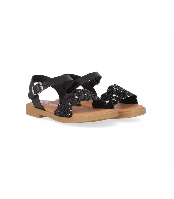 Sandalias glitter-troquelado negro Chika10