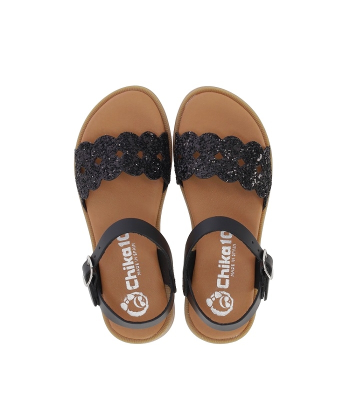 Sandalias glitter-troquelado negro Chika10