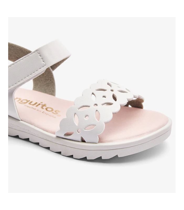 Sandalias blanco flores picadas Conguitos