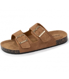 Chanclas dos hebillas camel Isotoner