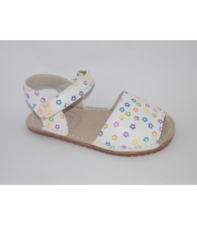 Menorquina piel blanco con flores multi RESPETUOSA PIRUFLEX
