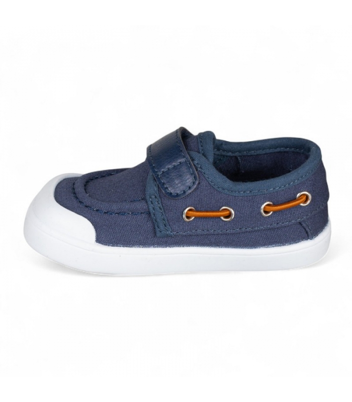 Náutico BAREFOOT en lona azul Chetto