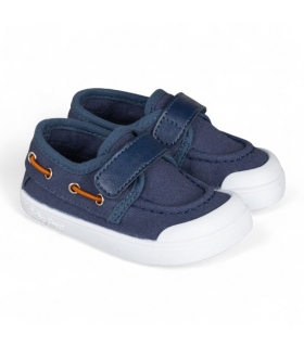 Náutico BAREFOOT en lona azul Chetto