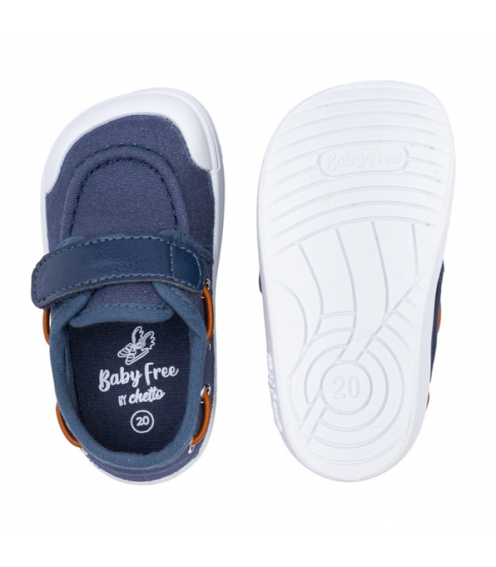 Náutico BAREFOOT en lona azul Chetto