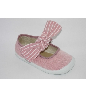 Merceditas BAREFOOT rojo con lazo de rayas Vulpeques