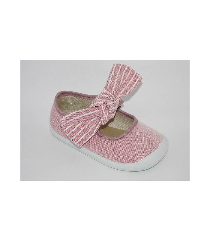 Merceditas BAREFOOT rojo con lazo de rayas Vulpeques