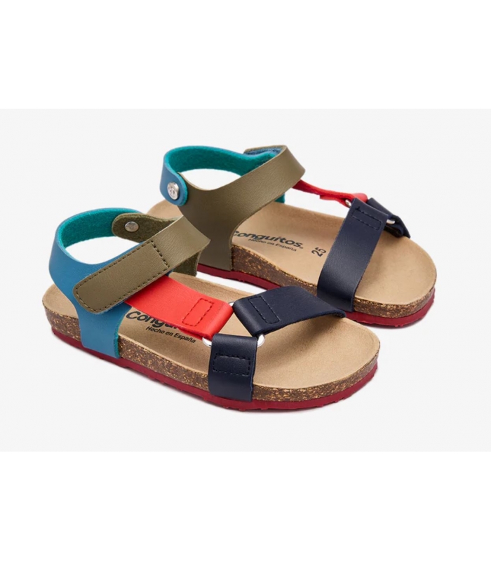 Sandalias bio tiras azul-rojo Conguitos