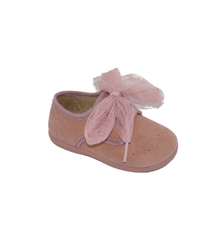 Zapato suede maquillaje con picados lazo-cordón